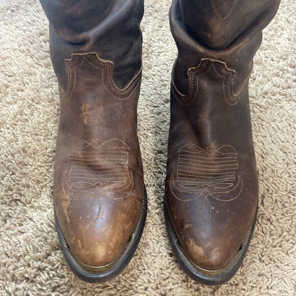 Durango Men Brown Western Cowboy Leather Slouch Almond Toe Boots Size 10 D main image 12